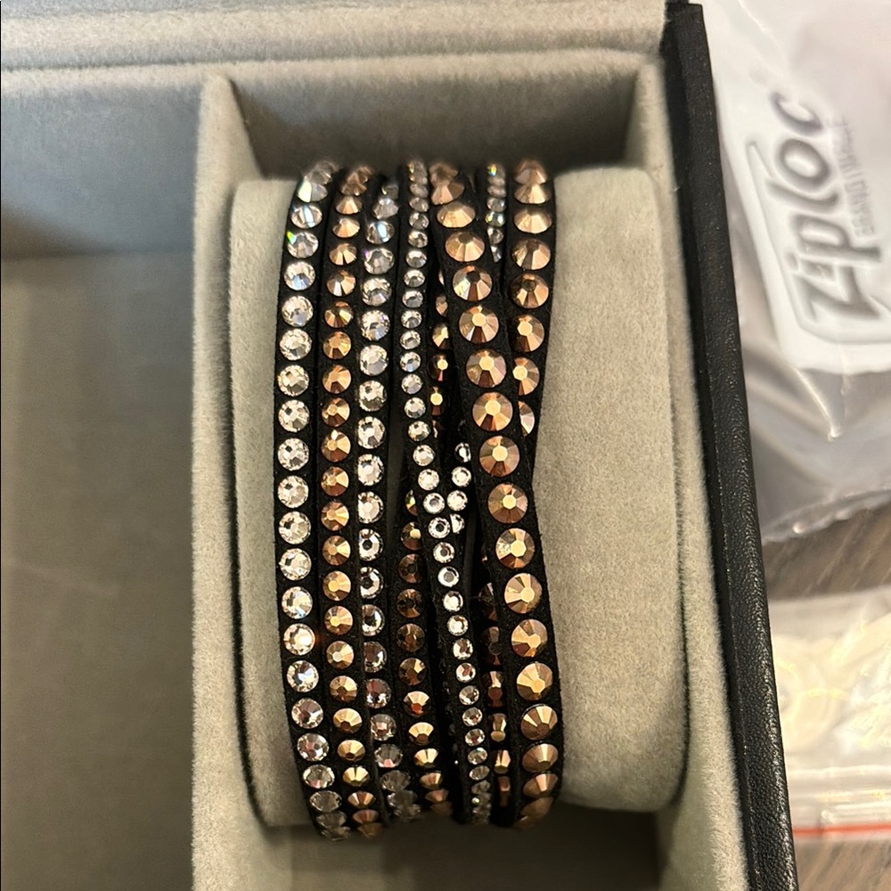 Swarovski Brown and Silver Beaded Bracelet Set
